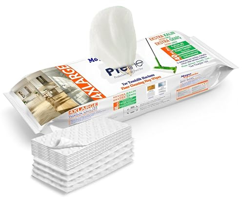 Preline Bodenwischtücher für Mopp Feuchte Bodentücher Weißer Seifenduft Extra Groß & Dick Für Fliesen Laminat Holz & Vinyl Effektiv gegen Staub Schmutz & Haare Einfache Reinigung, 40 Tücher (1)