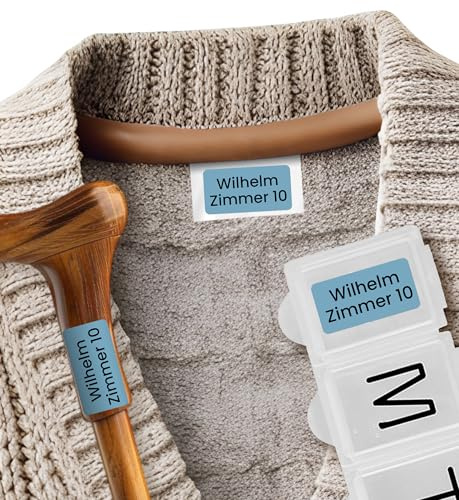 Personalisierte Wäscheetiketten – Blau, Set mit 50 Stück Namensaufkleber für Kleidung – für Pflegeheime und Seniorenheime – Waschmaschinenfest und strapazierfähig zur einfachen Identifizierung