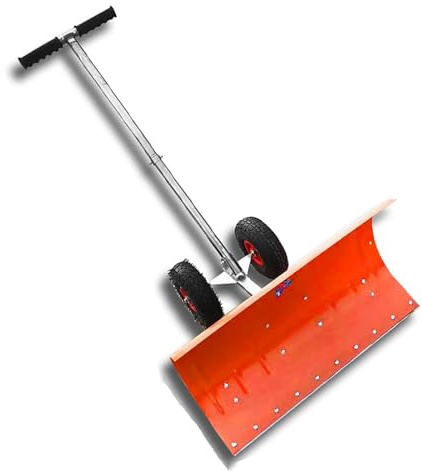 schneeschaufel Schneeschaufel Mit Luftreifen, Schneeräumwerkzeug for Den Winter Im Freien, Schneeschieber Mit Rädern, Kaltgewalzte Stahlschiebeplatte, Höhenverstellbarer Griff