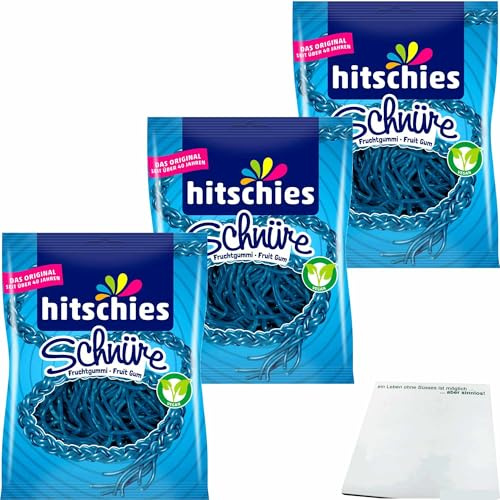 usy Bundle für hitschies Schnüre Blau 3er Pack (3x125g Beutel) + usy Block