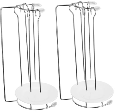 Gogogmee 2 Ensembles Support à Brochettes Barbecue Acier Inoxydable avec Plateau Goutte Rack Suspendu Pratique pour Grillades Maison et Pique