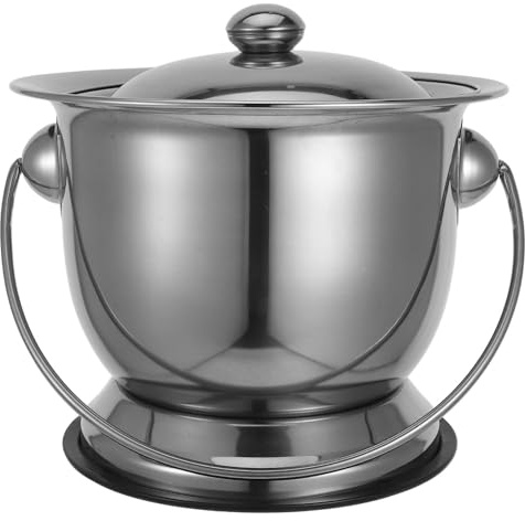 DECOMELODY Orinal de Acero Inoxidable para Adultos y Mayores Recipiente Metálico Portátil con Tapa Antideslizante Sanitario Duradero para Uso Doméstico Camping y Viajes