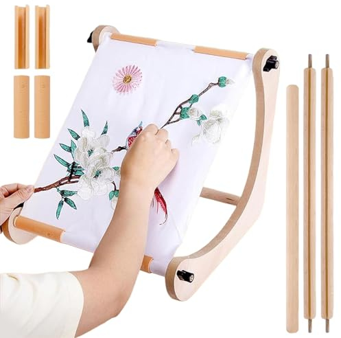 Stickrahmen – verstellbarer Stickständer aus Holz, Handarbeitsständer | Konstruktion in mehreren Winkeln, handwerkliche Details, praktische Basis für Sofas, Stühle, Tische, Betten, Reisen