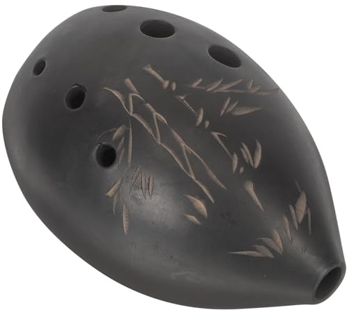 GLSTOY Ocarina de Práctica de 8 Agujeros para Principiantes, Instrumento Musical Portátil de Cerámica Negra, Flauta Ocarina Ligera Estudiantes, Instrumento Étnico de Viento Compacto