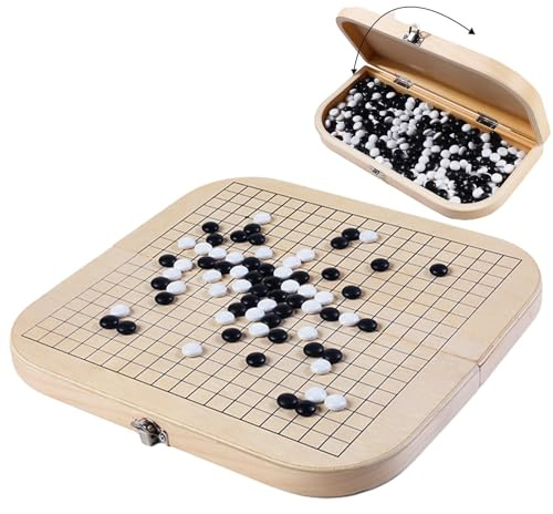 Generico Wood Go Spiel | Brettspiel Go | Lernspiel | Dame aus Holz Game | Faltbares Brettspiele-Set für Familien für Kinder und r