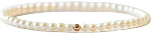 LKBEADS 3 mm naturlig sötvattenspärla | slät midja rund sten | krämfärgad sten | Energielastiskt armband | helande armband | handgjorda smycken | LK_WOSB_00829, 7 Inch, Ädelsten, Färskt vattenpärla