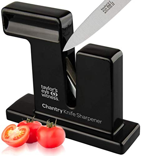 Taylor’s Eye Witness Knife Sharpener - Black Chantry Manual Kitchen Knife Sharpener. Sharpens Plain or Serrated Knife Blades. Requires No Batteries or Mains Electric Supply. 30Yr Guarantee.