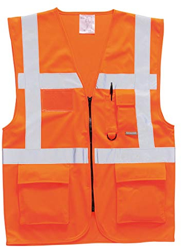 Portwest S476 Väst Berlin Högsynlighetsjackor Reflekterande Maskintvättbar | Orange, 4XL, EN ISO 20471 Klass 2, Normal Passform, Öppning med Dragkedja, Andningsbar, Yttre Hudtyg, Polyester, Skaltyg