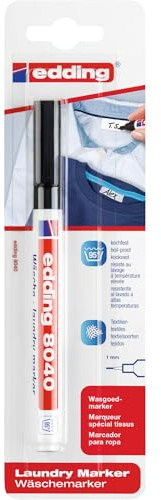 edding 8040 tvättålig textilmarker – svart – 1 penna – runt spets 1 mm – textilmarker för att märka kläder, tål att tvättas i upp till 95 °C – tvättålig penna