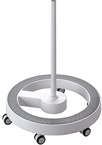 Lumeno Rollstativ/Ständer 6159GR /6159GN /6159SW mit grauem oder grünem Fußring für Lupenleuchten, Arbeitsplatzlampen, Kosmetikleuchten, Leuchtlupen, passend Serie 721X/821X/851X grau