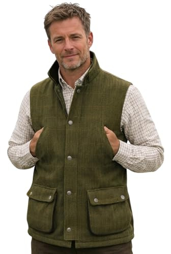 Game Technical Apparel 6E Mens Dark Derby Tweed Hunting Shooting Derby Waistcoat Bodywarmer Gilet