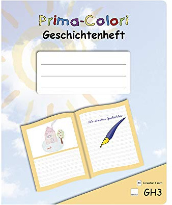 Prima-Colori Geschichtenheft - GH3 - Lineatur 4 mm - TimeTEX - FormaTex-Format A5+ - Schreiblern-Heft - 92313