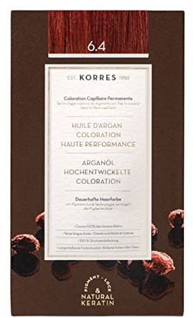 KORRES Argan Oil Colorant – ammoniakfreie Haarfarbe Dunkelblond Kupfer 6.4 – 100% Grauhaarabdeckung & vegan für ein langanhaltendes Farbergebnis