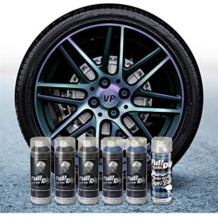 Pack Llantas Vinilo LIQUIDO Full DIPSPRAYS Hardcore CAMALEON Brillo con Base Negra