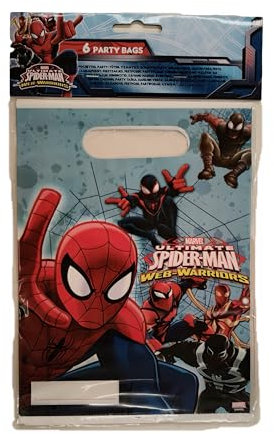 2354; Packung mit 6 Partytüten mit Spiderman; ideal für Partys und Geburtstag; Tüten für Süßigkeiten oder Geschenke; Produkt aus Kunststoff; Maße 16 x 23 cm