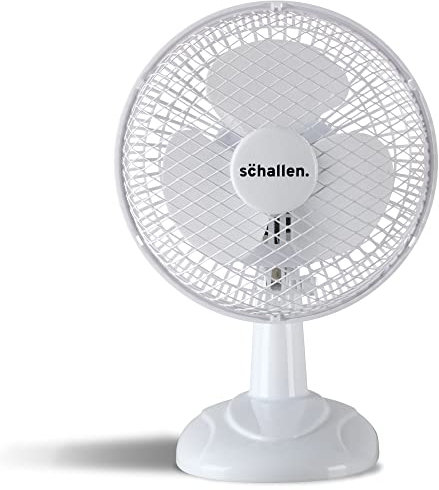 Schallen 6 Small Electric Modern Portable Air Cooling Fan with Tilt Feature for PC, Worktop, Desk, Office, Home & Travel Use (White)