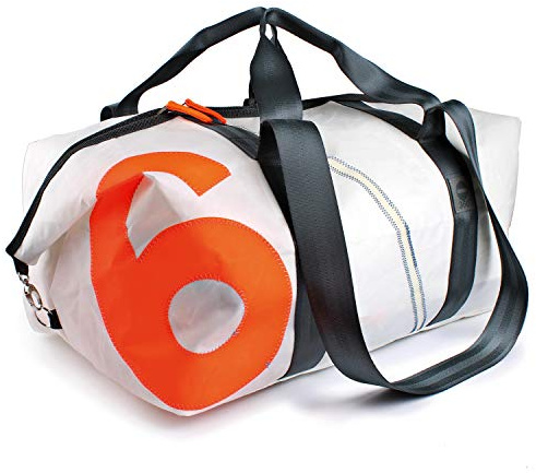 360° sportväska av segelduk resväska kutter XL vit nummer neon orange