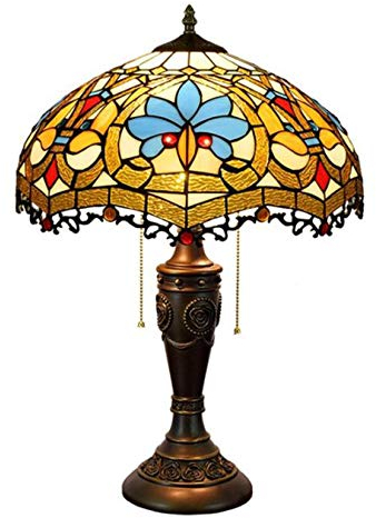 AIBOTY Lámpara de Mesa de Estilo Tiffany Barroco lámpara de Cristal de Manchas de corazón Tonos de 16 Pulgadas Creatividad Vintage Escritorio lámpara para Sala de Estar Dormitorio