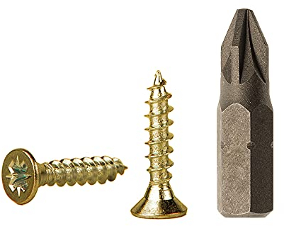 Lot de 100 vis à bois en acier zingué jaune 3,0 x 12 mm, vis à panneaux d'aggloméré, vis Pozi-Drive universelles, PZ entièrement fileté, tête fraisée Pozidriv (100, 3,0 x 12 mm)