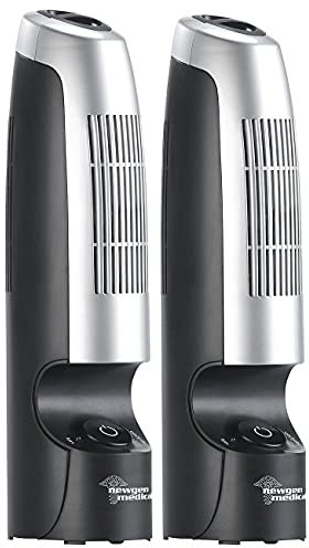 newgen medicals Ionen Luftreiniger: 2er-Set Luftreiniger mit Ionisator und Gebläse, 2 Stufen, 3,2 Watt (Ionisator Ozon, ozonfrei, Ionisation)