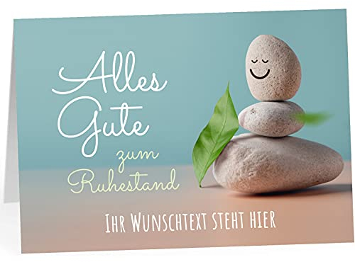 XXL Abschiedskarte PERSONALISIERT (A4) - Alles Gute Steine - große Klappkarte für Kollegen mit Umschlag zur Rente Ruhestand Pension Kündigung -