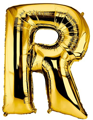DekoRex Folienballon Gold 100cm Luftballon Geburtstag Hochzeit Deko (Buchstabe R)