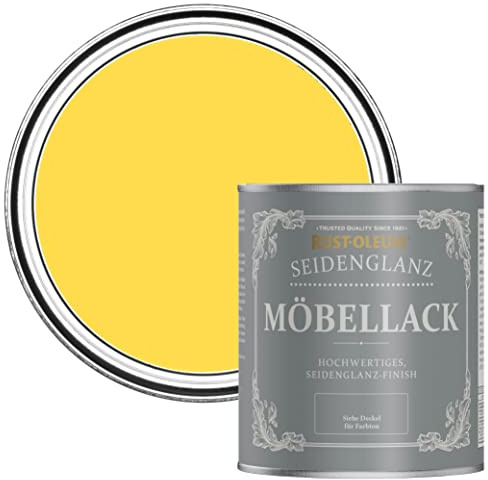 Rust-Oleum gelb Möbelfarbe mit Seidenglanz-Finish, geruchsarm und wasserbasiert für Innenholz - Zitronensorbet 750ML