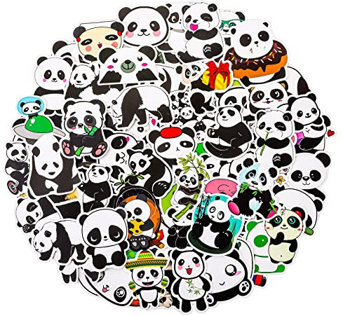 cobee 100 Stück Niedliche Panda Aufkleber, Vinyl Panda Aufkleber dekorative Cartoon Aufkleber wasserdichte Tier Aufkleber DIY Dekorationen für Laptop Wasserflaschen
