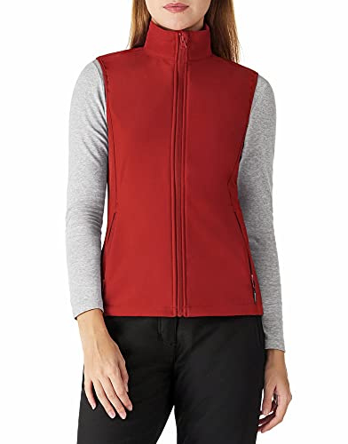Outdoor Ventures Softshell väst dam ärmlös jacka löpväst lätt vindtät varm fleeceväst ståkrage sport golfväst med 4 fickor för vandring camping, Chiliröd, XS