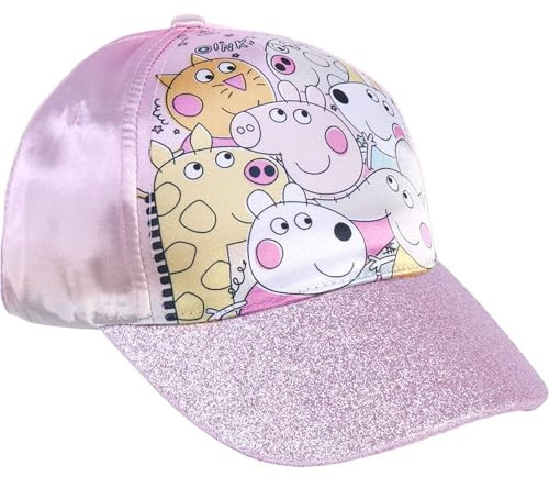 CERDÁ LIFE LITTLE MOMENTS unisex babymössa för barn med välvd gris och peppa gris och hans vänner böjd skärmmössa, rosa, 4–8 år EU