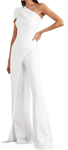 Damen Kurzarm Lang Jumpsuit,Elegant Overall Festlich,Braune Arbeitshose,Arbeitshose Camouflage,Overall Damen Elegant Ärmelloser,Träger Jumpsuit,Maleranzug Weiß