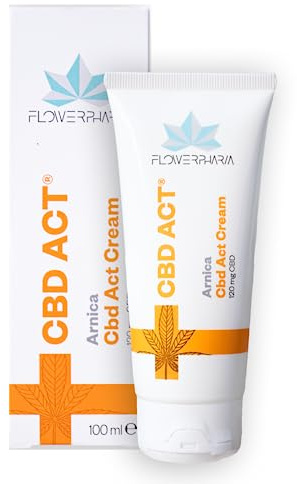 Flower Pharm CBD Act Cream Árnica, Crema de CBD 120 mg, 99,93% Pura, Ungüento con Árnica y Manteca de Karité Bio, Ideal para Dolores Musculares y Articulares, Made in Italy, 100 ml