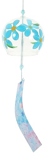 Happyyami 2stücke Handgefertigter Japanischer Windgong Aus Glas Stilvolle Dekoration Für Innenräume Blaugelbe Glocke Perfektes Für Freunde Liebhaber Und Eltern Klare Melodien Für Glück