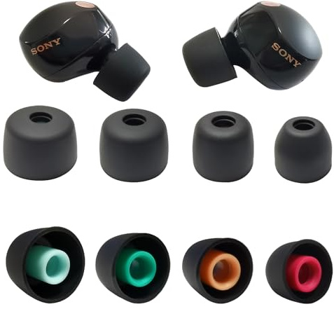 Luckvan Lot de 4 Paires d'embouts en Silicone Souple pour écouteurs Sony WF-1000XM5 WF-1000XM4 WF-1000XM3 Noir