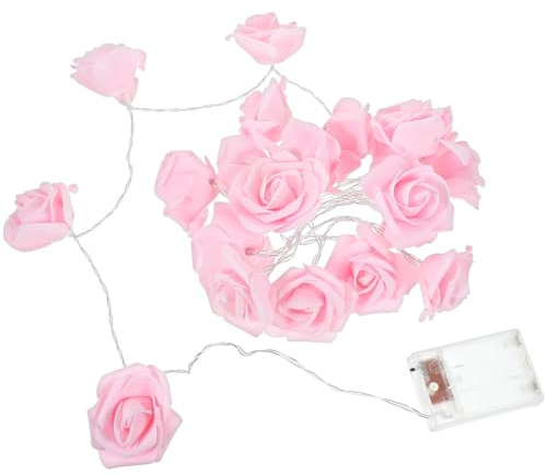 PRETYZOOM Led Pink Rose Flower String Lights Battery Powered Artificial Flower Garland Rose Fairy Lights for Valentine Day Garden Wedding Birthday Party Festival Decoration