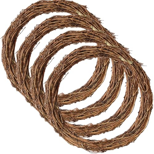 ToKinCen 4 Stücke 25 cm Weinrebe Kranz Rattan Weide Kranz Ring Blank für DIY Handwerk Ostern Frühling Herbst Kranz Handwerk Kranz Hochzeit Party Dekor