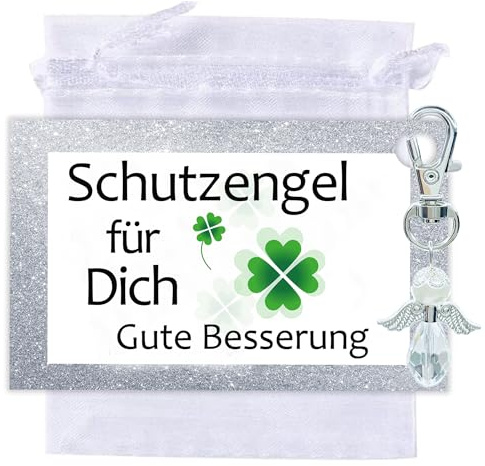 MKISHINE Karte Schutzengel Schlüsselanhänger Geschenk Gute Besserung Genesungskarte für Mama Schwester Tochter Kollegin Oma Opa