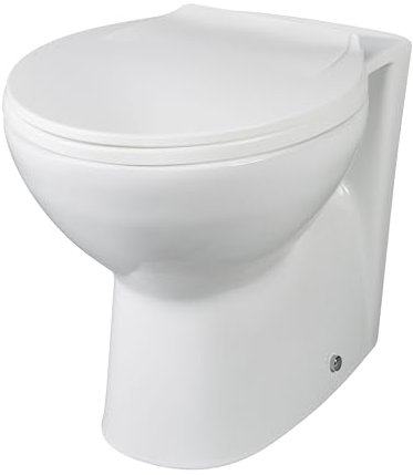 Balterley Round Back to Wall Toilet Pan, Round Design Back-to-Wall Toilet Unit, Space Saving Toilets for Bathroom, Easy to Clean BTW Toilets for Bathrooms - 355mm x 520mm x 400mm (White)
