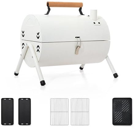 Barbacoa Carbón, Barbacoa Portátil Con Tapa Cubierta, Parrilla camping, Parrilla sobremesa, Parrilla acero, Horno exterior independiente, Parrilla doble para exterior, picnic, jardín, camping ( Color