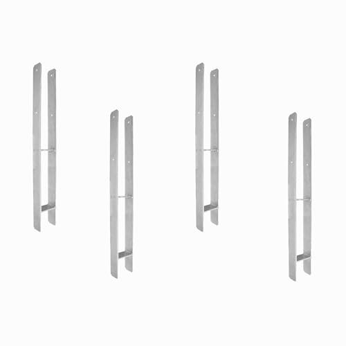 4 H-Pfostenträger feuerverzinkt, extra lang, 6 mm / 800 mm für 90 mm Pfosten
