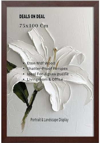 DEALS ON DEAL Modern Flat Profile Mahogony 75x100 cm Handcrafted Shatter-Proof Perspex Eton Wooden for Gallery Jigsaw Puzzle Poster Frames Vertical & Horizontal