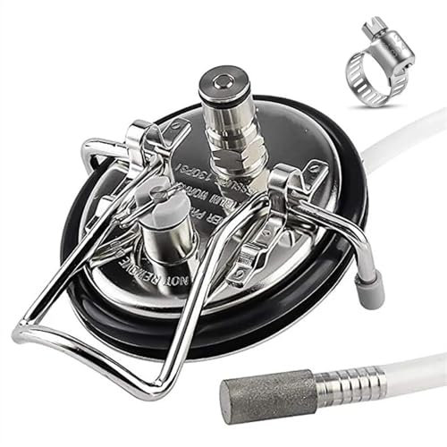 BUUNHI Heimbrausystem Karbonisierungsdeckel für Fässer, Karbonisierungsfassdeckel aus Edelstahl mit 2 Mikron Diffusionsstein bierbrauset