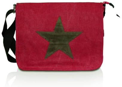Gloop Damen Handtaschen Tasche Schultertasche Umhängetasche mit aufgenähtem Stern Maße 37 x 27 x 8 cm