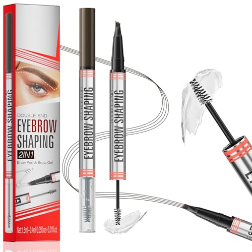 Microblading Crayon à sourcil 2 en 1 à double extrémité, gel imperméable longue durée, stylo anti-taches
