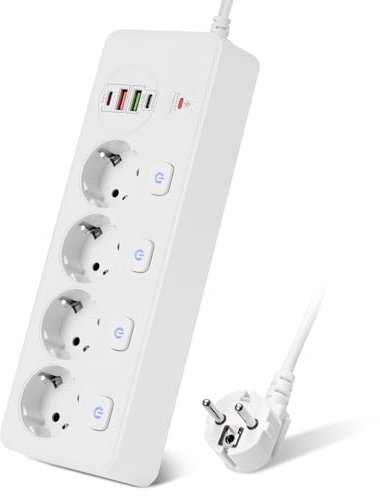 Pfloge Toma de mesa empotrada con USB C, toma de corriente empotrada de 3 vías con 2 USB A+2 USB C, enchufe retráctil con 3 interruptores separados para mesa de conferencias, escritorio, banco de