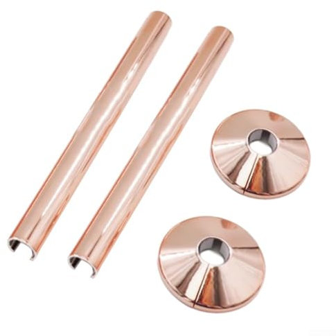 Besttoolifes 2 pcs Pipes Radiator Pipe Covers sleeve 15mm Collars Cut Fit Bathroom Chrome,Thermostatic Radiator Valve Pipe Covers Sleeves & Collars - Copper Pipe Covers & Radiator Pipe(Rose gold)