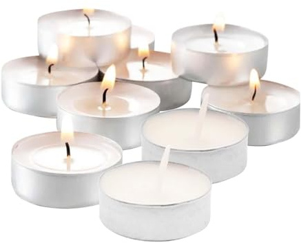 Velas de té – Mini velas de té, velas votivas portátiles sin humo, juego de 10 velas de viaje, sin goteo, duraderas, inodoras, para interior y exterior para bodas, nacimientos