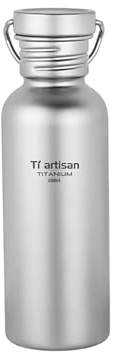 Ti artisan Titan-Trinkflasche, ultraleichte Titan-Wasserflasche, Sportflasche mit großer Öffnung, auslaufsicher, für Camping, Wandern, Reisen, Radfahren (600 ml)