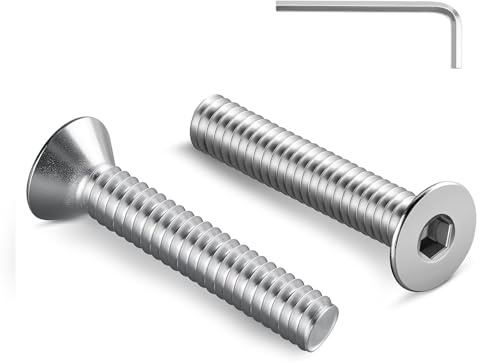 Zuyya 20 Stück M6 x 40 mm Senkkopfschrauben Edelstahl Schrauben | Innensechskant Antrieb, Edelstahl A2 V2A, M6 Schrauben Vollgewinde mit Innensechskantschlüssel