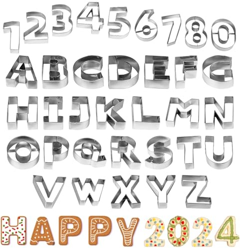35 PCS Alphabet & Number Cookie Cutters, 10 * 7cm Large Letter Sandwich Cookie Cutters, Stainless Numeric Biscuits Molds, Food-Safe Metal Biscuit Mold, Baking Supplies for Home, Party